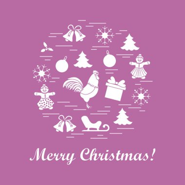 Farklı yeni yıl ve Noel simgeler vektör çizim.