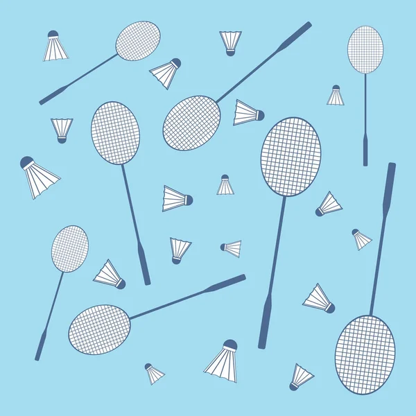 Pěkný obrázek barevné Badmintonové rakety a opeřené — Stockový vektor