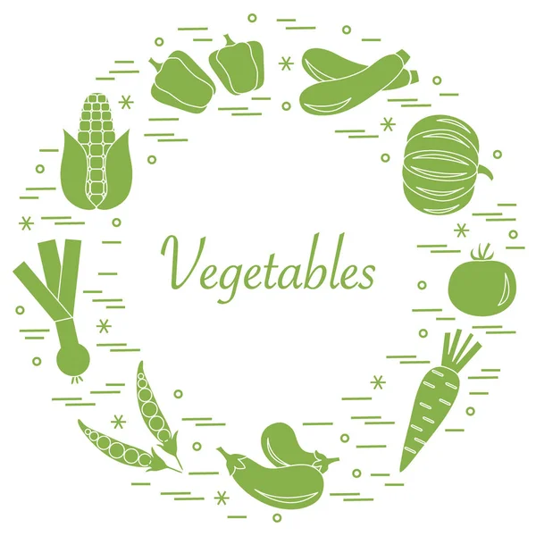 Lindo vector ilustración de diferentes verduras de temporada de otoño — Vector de stock
