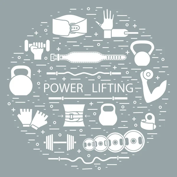 Objets d'entraînement d'haltérophilie disposés en cercle . — Image vectorielle