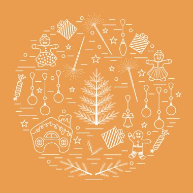 Farklı yeni yıl ve Noel simgeler vektör çizim 