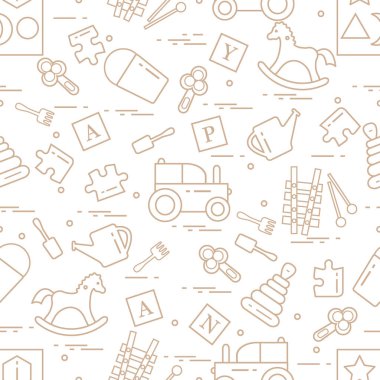 Çocukların oyuncakları çeşitli ile şirin seamless modeli: h sallanan