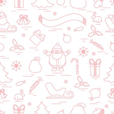 Kış çeşitli Noel elemanları ile seamless modeli: ağaç, 