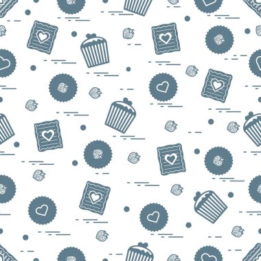 Şirin seamless modeli farklı romantik tatlılar. Aşk conce