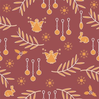 Kış Dikişsiz desen çeşitli yeni yıl ve Noel symb ile