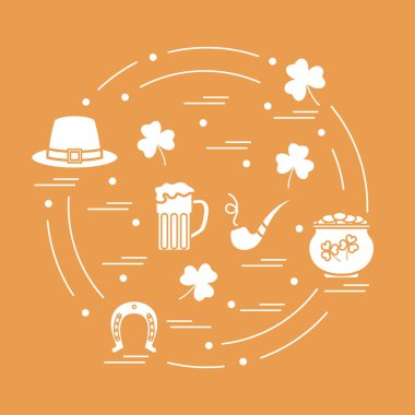 Cute vector illustration with different symbols for St. Patrick'