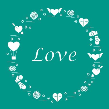 Sevimli vektör çizim ile farklı romantik sembolleri düzenlemek