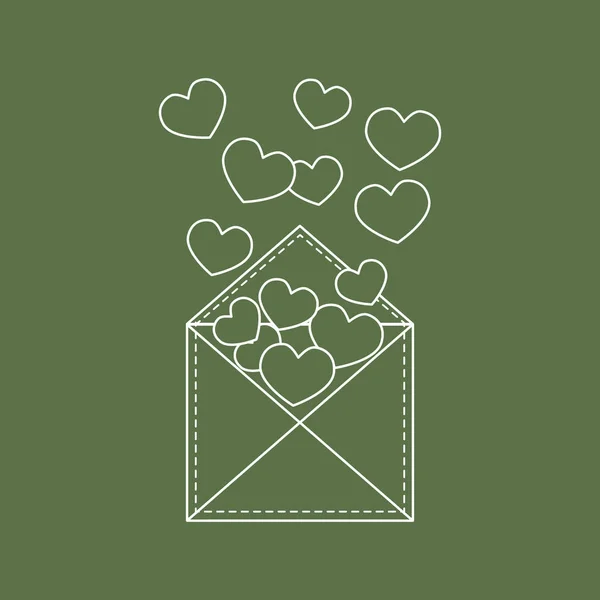 Χαριτωμένο διανυσματικά εικονογράφηση Ταχυδρομικός φάκελος με καρδιές. — Διανυσματικό Αρχείο