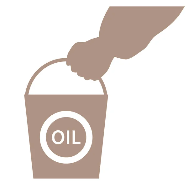 Gestileerde pictogram van de hand met een emmer van olie — Stockvector