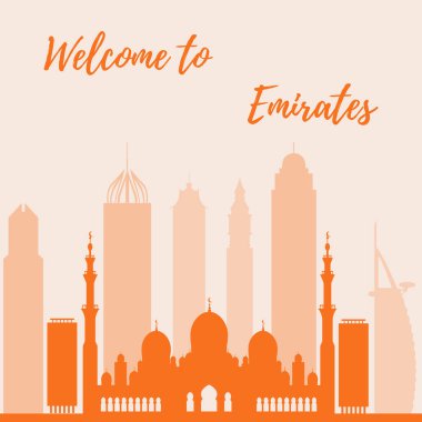 Birleşik Arap Emirlikleri gökdelenler silhouet vektör çizim