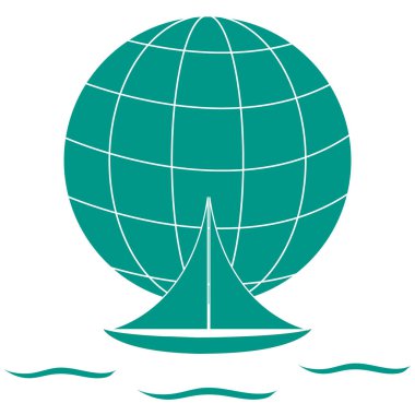 Dalgalar üzerinde bir gl yelken renkli bir yat stilize simgesi