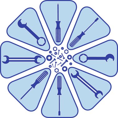 Farklı araçları ile renkli bir düzeni güzel resim 