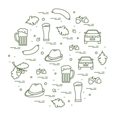 Vektör çizim düzenlenen Almanya'nın çeşitli sembollerle 