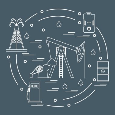 Petrol üretimi için donatım sevimli vektör çizim ca