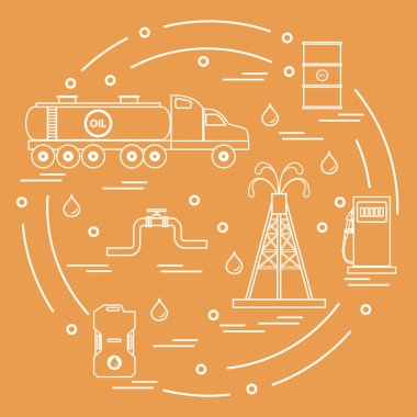 Sevimli vektör çizim petrol tankeri, petrol produ için donatım