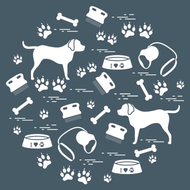 Bir CI düzenlenmiş köpek bakımı için sevimli vektör çizim ürünler