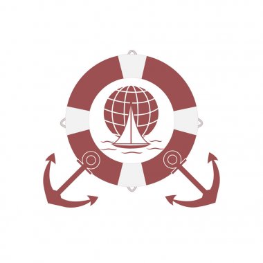 Dalgalar üzerinde bir gl yelken renkli bir yat stilize simgesi