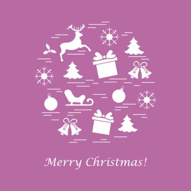 Farklı yeni yıl ve Noel simgeler vektör çizim.