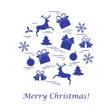 Farklı yeni yıl ve Noel simgeler vektör çizim.