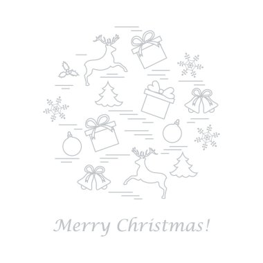 Farklı yeni yıl ve Noel simgeler vektör çizim 