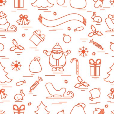 Kış çeşitli Noel elemanları ile seamless modeli: ağaç, 