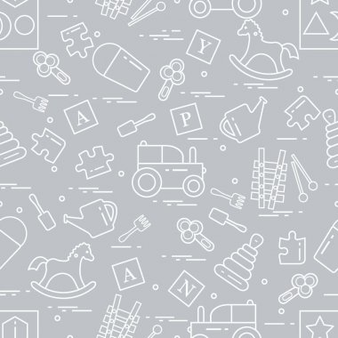 Çocukların oyuncakları çeşitli ile şirin seamless modeli: h sallanan