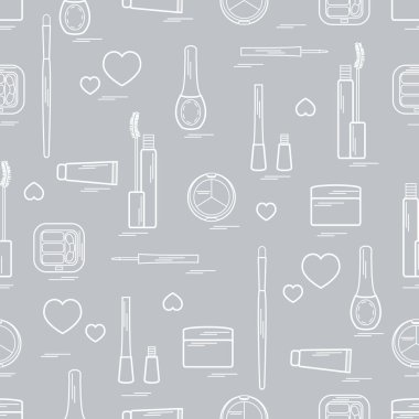 Dekoratif kozmetik ve ca çeşitli unsurların şirin desen