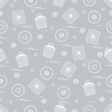 Şirin seamless modeli farklı romantik tatlılar. Aşk conce