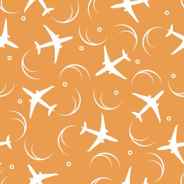 Uçaklar ve uçak izleri ile şirin seamless modeli.