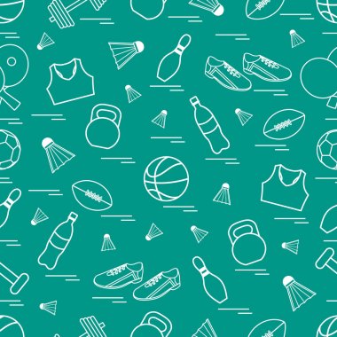 Spor konulu seamless modeli. Vektör çizim spor