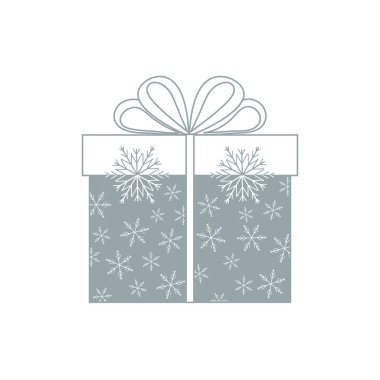 Hediye kutusu vektör çizim üzerinde beyaz ba kar taneleri dekore edilmiştir.