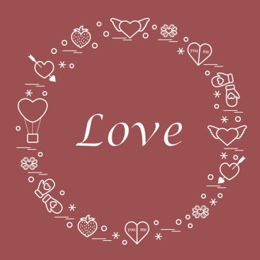 Sevimli vektör çizim ile farklı romantik sembolleri düzenlemek