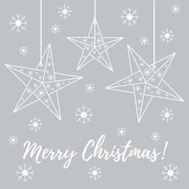 Vektör çizim kar taneleri ve üç yıldız origami ile kat