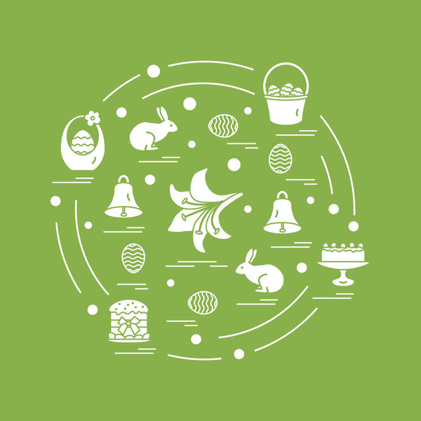 Симпатичная векторная иллюстрация с различными символами для пасхального аррана
