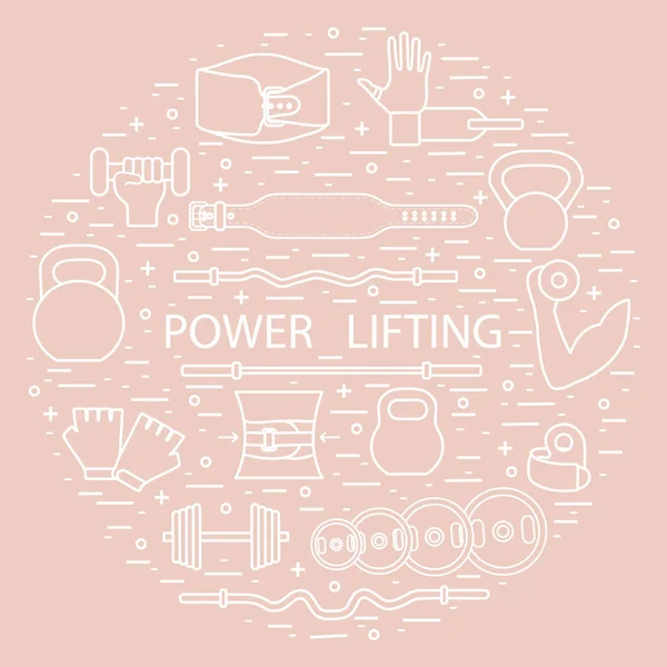 Objets d'entraînement d'haltérophilie disposés en cercle . — Image vectorielle