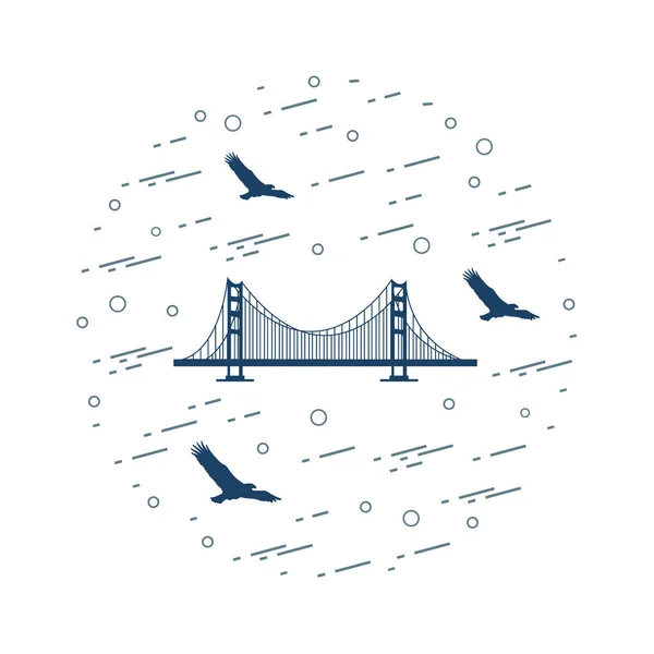 Golden Gate, hangbrug, San Francisco, Californië en si — Stockvector