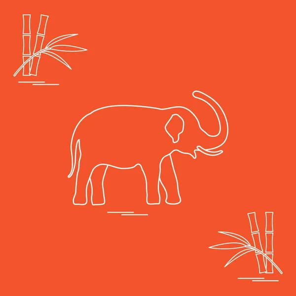 Icono estilizado de elefante y bambú . — Vector de stock