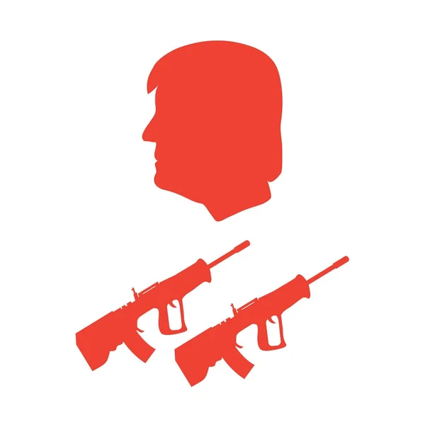 President Donald Trump and rifles. — Stock Vector
