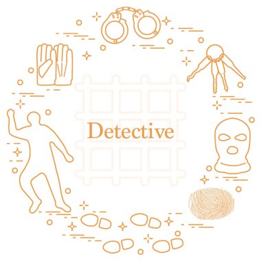 Ceza ve Dedektif öğeleri. Ben vektör suç, hukuk ve adalet