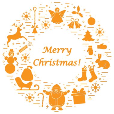 Farklı yeni yıl ve Noel simgeler vektör çizim 