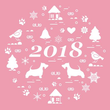 Farklı yeni yıl ve Noel sym sevimli vektör çizimi