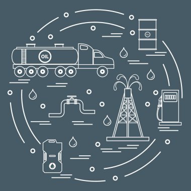 Sevimli vektör çizim petrol tankeri, petrol produ için donatım