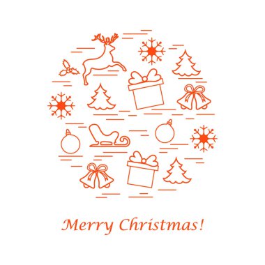 Farklı yeni yıl ve Noel simgeler vektör çizim 