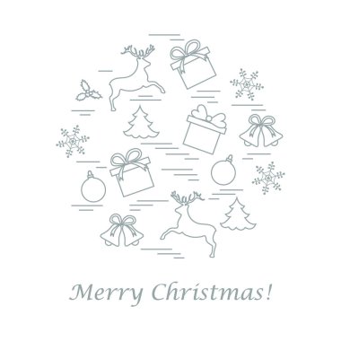 Farklı yeni yıl ve Noel simgeler vektör çizim 