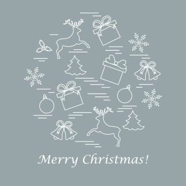 Farklı yeni yıl ve Noel simgeler vektör çizim 