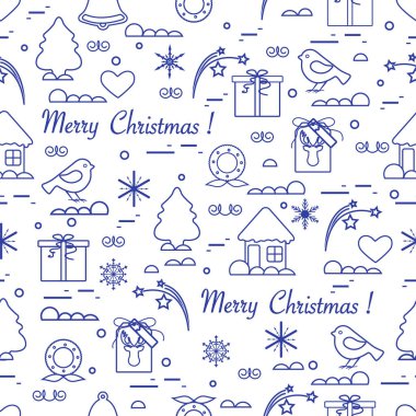 Sevimli vektör desen farklı yeni yıl ve Noel simgeler.