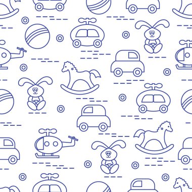 Çocukların oyuncakları çeşitli ile şirin seamless modeli: h sallanan