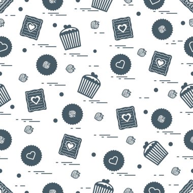Şirin seamless modeli farklı romantik tatlılar. Aşk conce