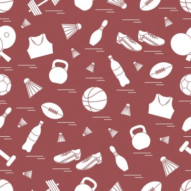 Spor konulu seamless modeli. Vektör çizim spor