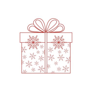 Hediye kutusu vektör çizim üzerinde beyaz ba kar taneleri dekore edilmiştir.